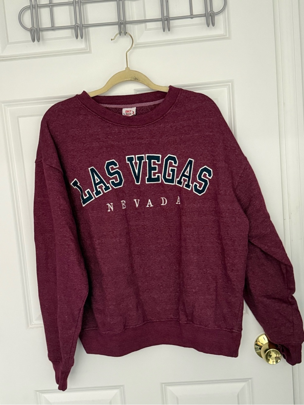 Crazy Apparel Las Vegas Nevada Crewneck Sweater - Burgundy